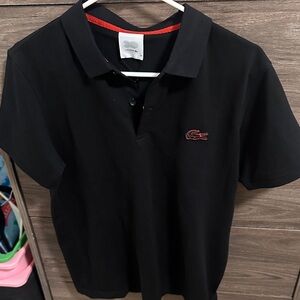 Polo Shirt in Black with Red Logo size S